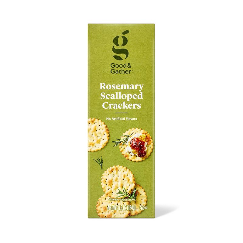 slide 1 of 5, Rosemary Scalloped Crackers - 6.5oz - Good & Gather™, 6.5 oz