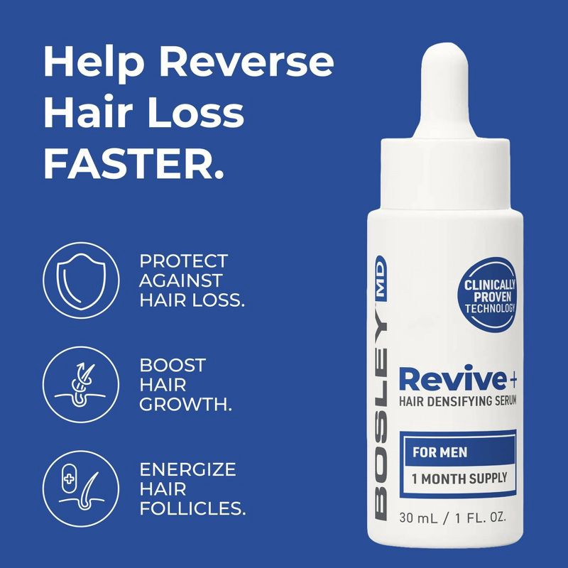 slide 3 of 9, BosleyMD Revive + Densifying Hair Regrowth Serum for Men - 1 fl oz, 1 fl oz