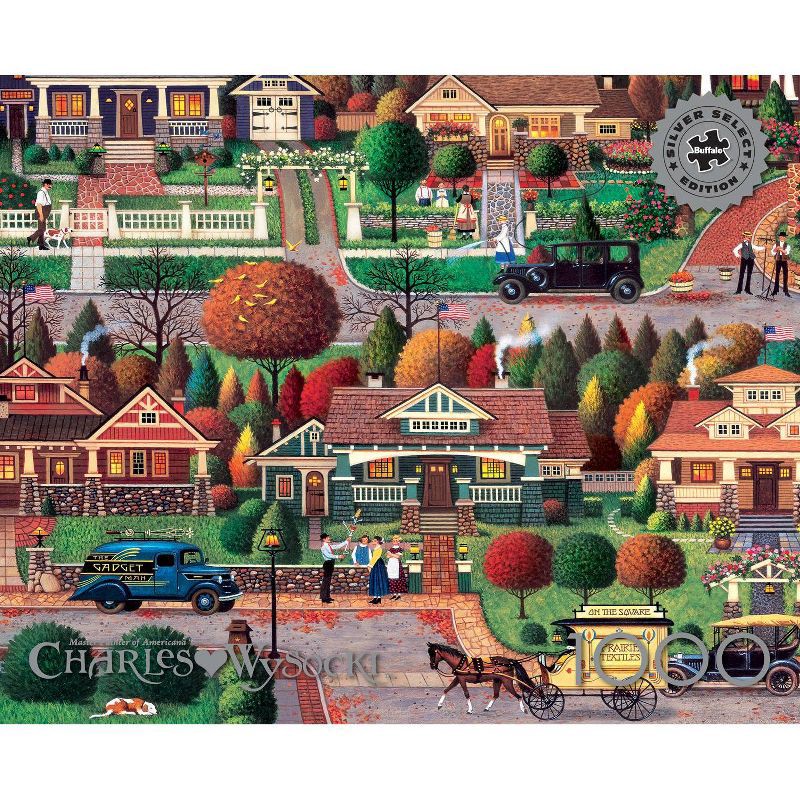 slide 3 of 3, Buffalo Games Charles Wysocki Labor Day in Bungalowville Puzzle - 1000pc: Cardstock Jigsaw Puzzle, Fantasy Theme, 1000 ct