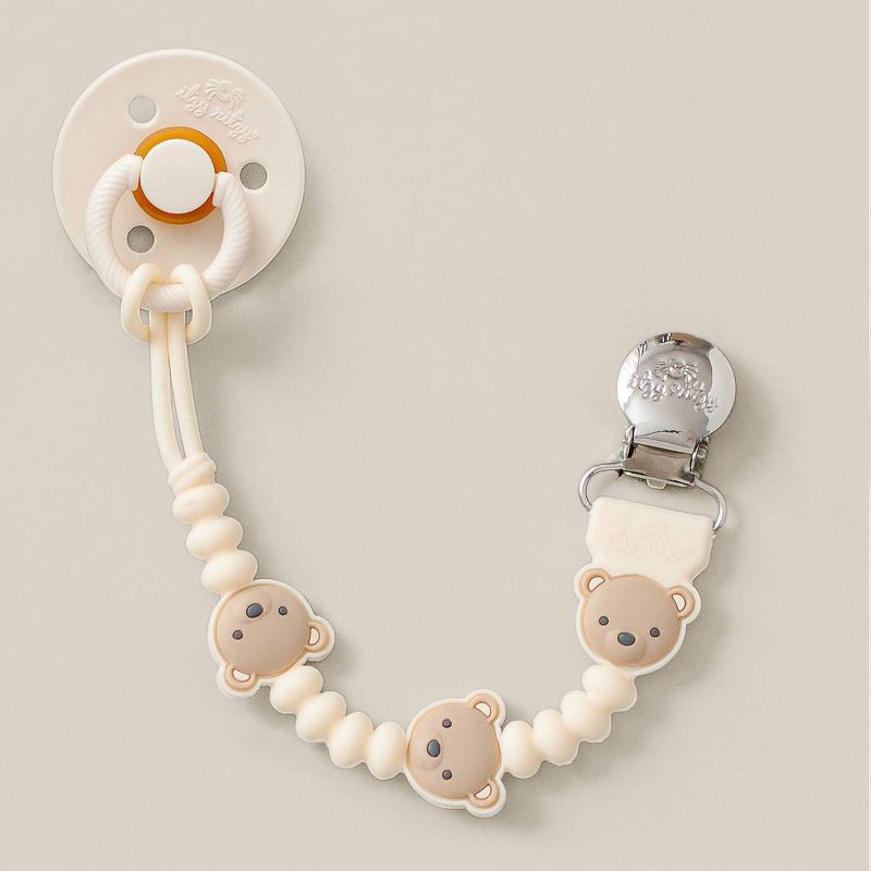 slide 2 of 6, Itzy Ritzy Beaded Pacifier Clip - Universal Fit, Silicone Holder - Bear, 1 ct