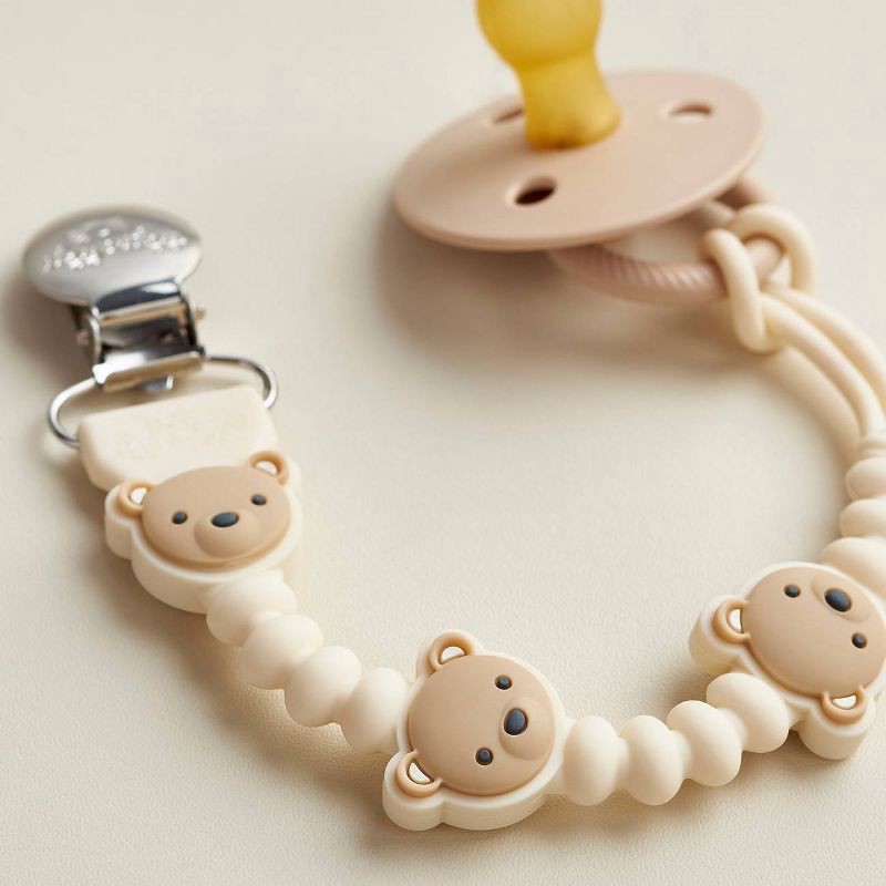 slide 4 of 6, Itzy Ritzy Beaded Pacifier Clip - Universal Fit, Silicone Holder - Bear, 1 ct