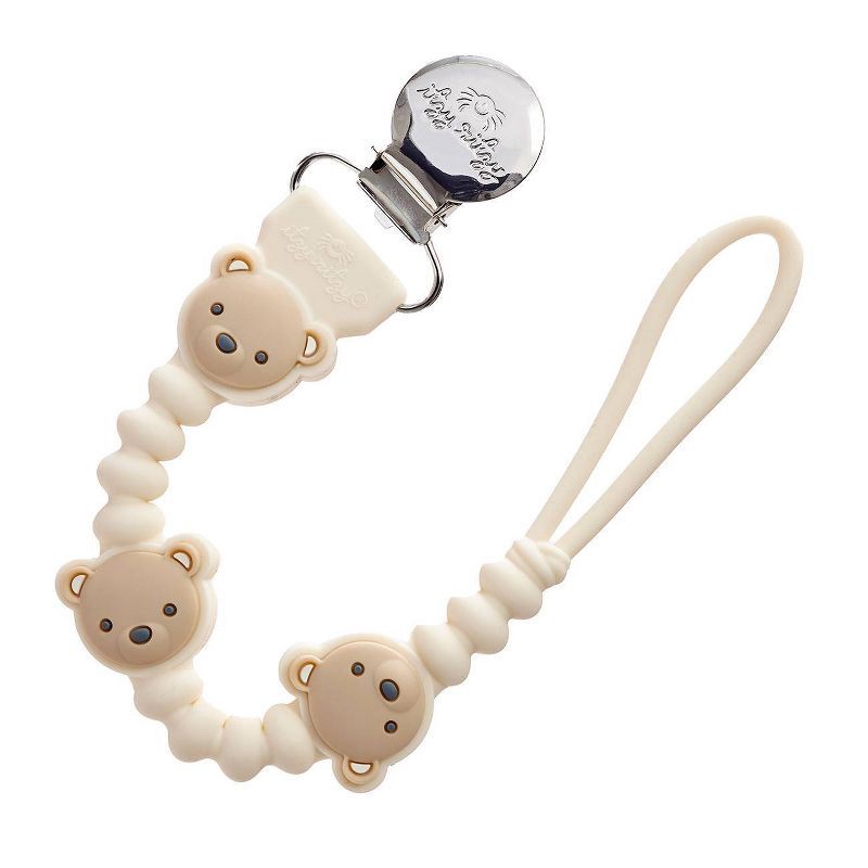 slide 1 of 6, Itzy Ritzy Beaded Pacifier Clip - Universal Fit, Silicone Holder - Bear, 1 ct
