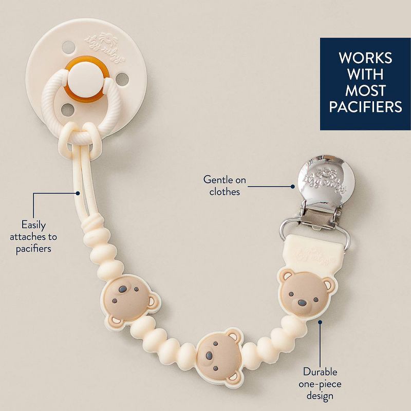 slide 5 of 6, Itzy Ritzy Beaded Pacifier Clip - Universal Fit, Silicone Holder - Bear, 1 ct