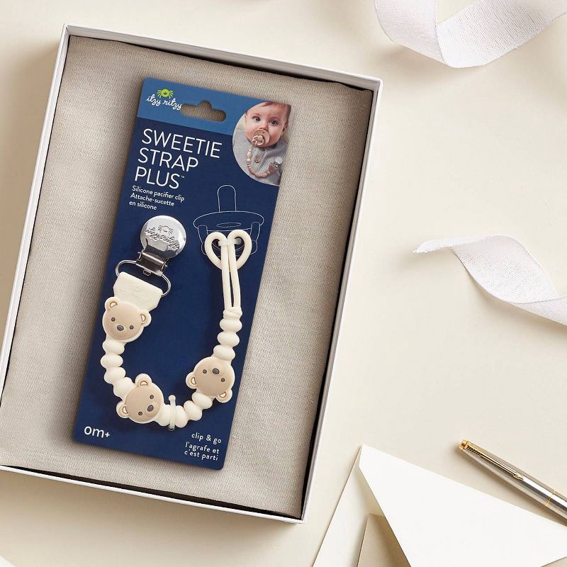 slide 6 of 6, Itzy Ritzy Beaded Pacifier Clip - Universal Fit, Silicone Holder - Bear, 1 ct