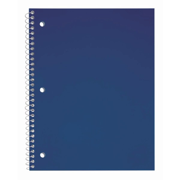 slide 1 of 1, Just Basics Poly Spiral Notebook, 8"" X 10-1/2"", 1 Subject, College Ruled, 70 Sheets, Blue, 70 ct