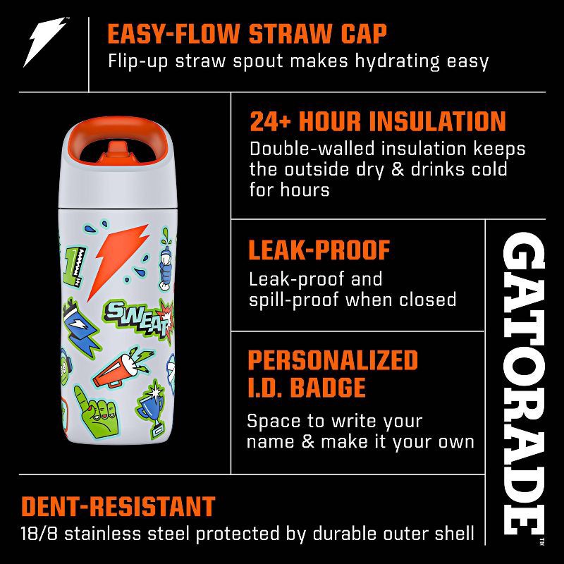 slide 2 of 7, Gatorade 12oz Stainless Steel Water Bottle - Purple: Portable Drinkware, Plastic Lid, 12 oz