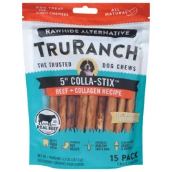 TruRanch Colla-Stix 5 Inch For Light Chewers Beef + Collagen Recipe Dog Chews - 15 ea