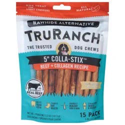 TruRanch Colla-Stix 5 Inch For Light Chewers Beef + Collagen Recipe Dog Chews - 15 ea