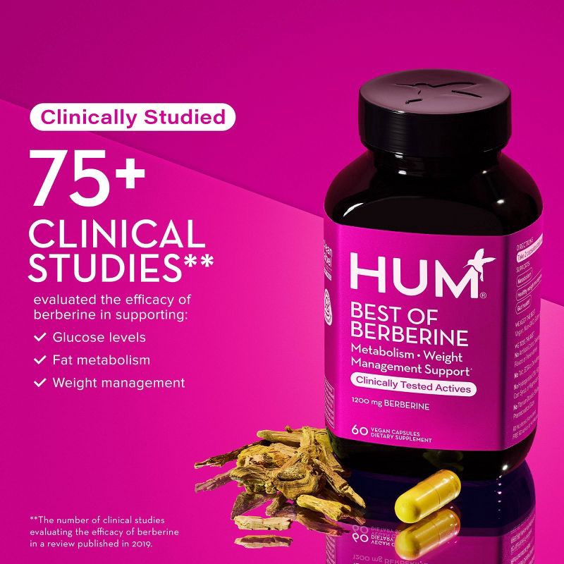 slide 3 of 7, HUM Nutrition Best of Berberine Weight Management & Glucose Support Vegan Capsules - 1200mg - 60ct, 1200mg, 60 ct
