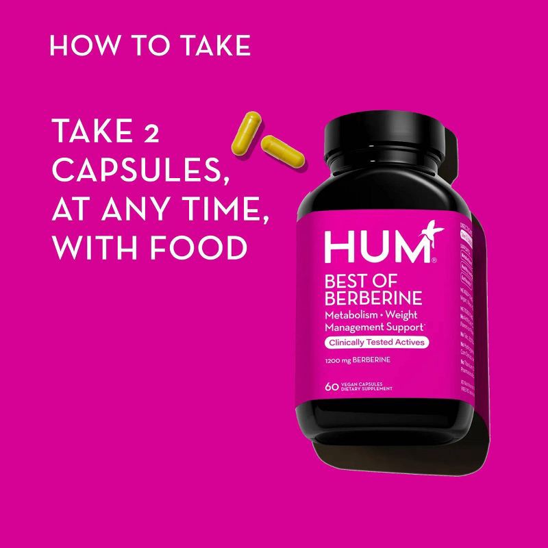 slide 5 of 7, HUM Nutrition Best of Berberine Weight Management & Glucose Support Vegan Capsules - 1200mg - 60ct, 1200mg, 60 ct
