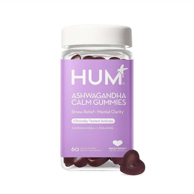 slide 1 of 7, HUM Nutrition Ashwagandha Calm Vegan Gummies - 60ct: Gluten-Free, No Artificial Preservatives, Non-GMO, 60 ct