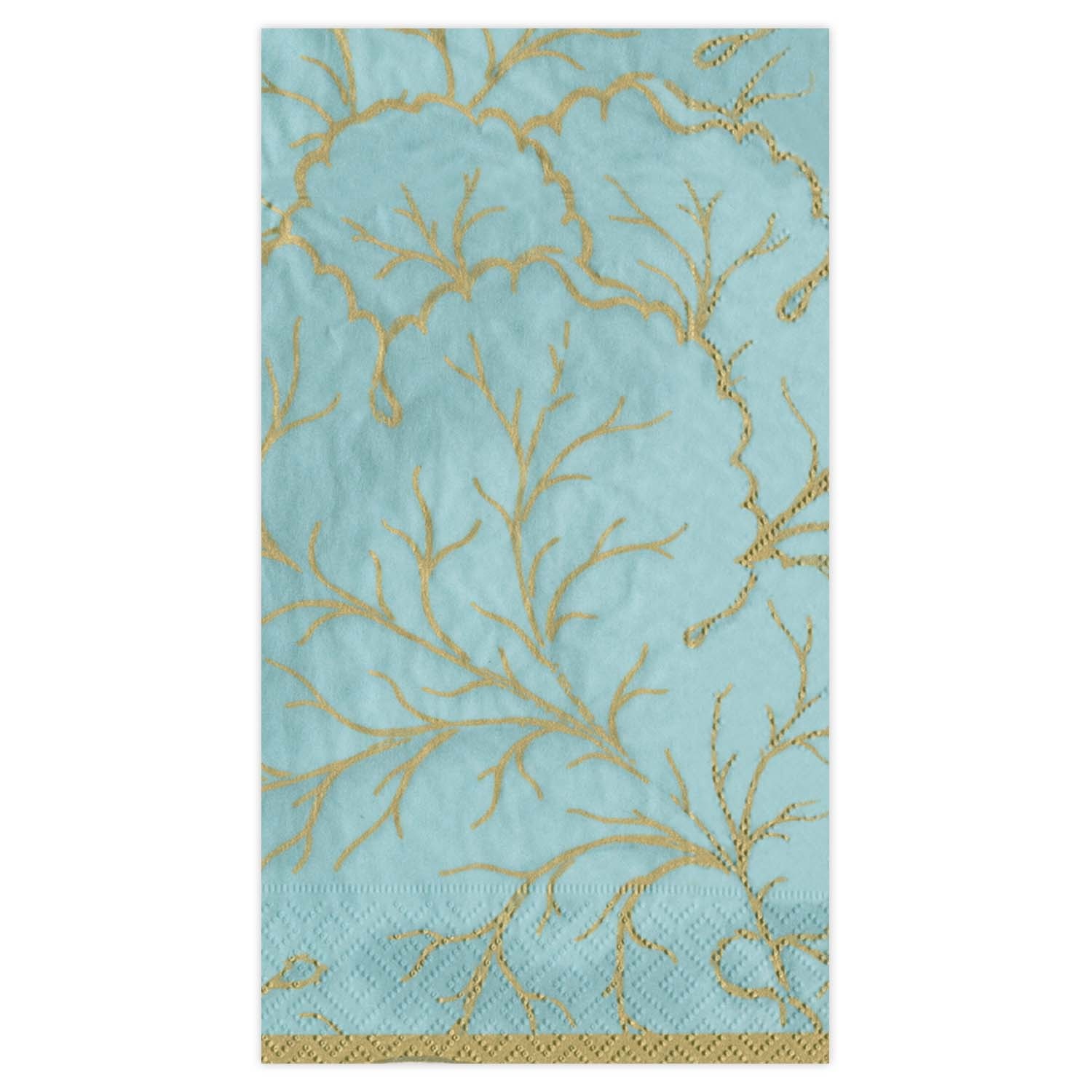 slide 1 of 1, Caspari Majolica Aqua Guest Napkins, 15 ct