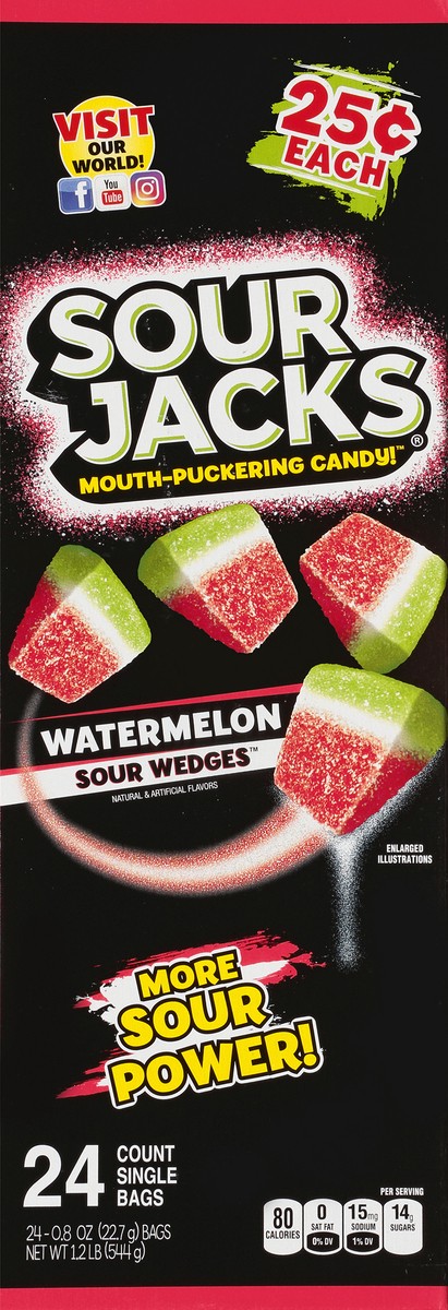 slide 1 of 11, Sour Jacks Sour Wedges 24 Pack Mouth-Puckering Watermelon Candy 24 ea, 24 ct