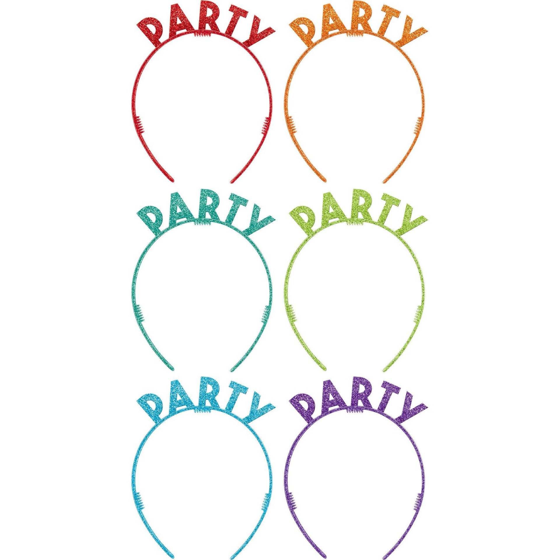 slide 1 of 1, Party City Glitter Rainbow Party Letter Headbands, 6 ct