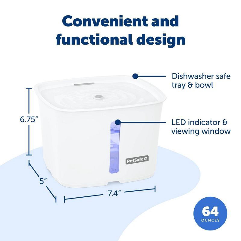 slide 4 of 7, PetSafe 64oz Viva Plastic Dog and Cat Automated Fountain, 64 oz