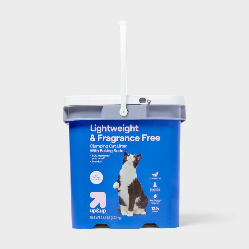 slide 1 of 5, Lightweight Fragrance Free with Baking Soda Clumping Cat Litter - 13.5lbs - up&up™, 13.5 lb