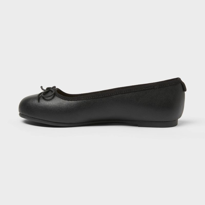 slide 2 of 4, Kids' Diana Slip-On Ballet Flats - Cat & Jack™ Black 1: Memory Foam Insole, Recycled PET Upper, Flocked Outsole, 1 ct