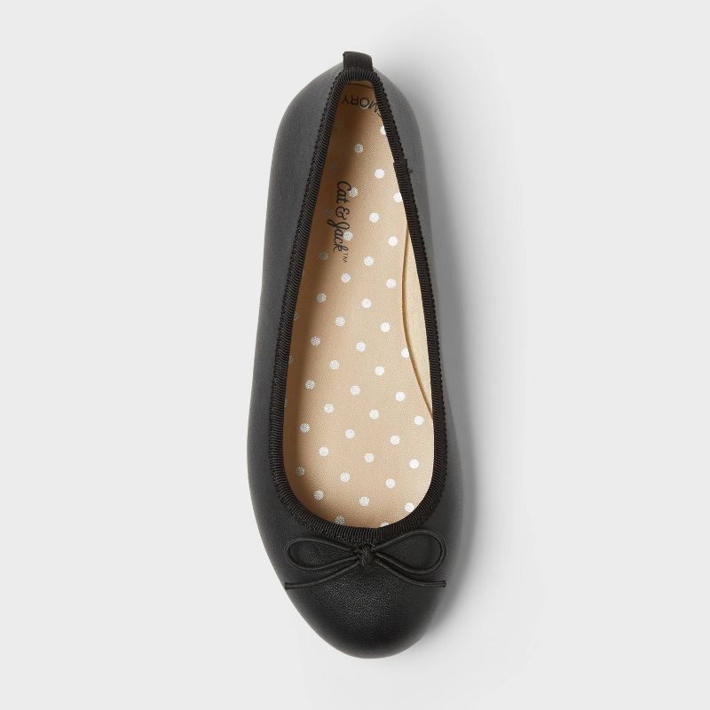 slide 3 of 4, Kids' Diana Slip-On Ballet Flats - Cat & Jack™ Black 4: Memory Foam Insole, Closed Round Toe, Medium Width, Solid Pattern, 1 ct