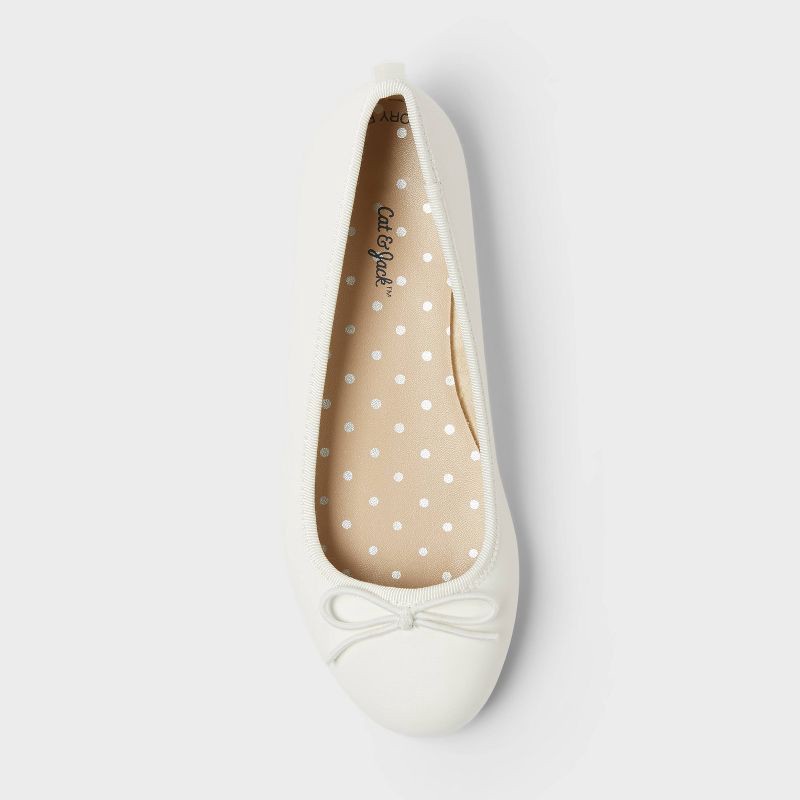 slide 3 of 4, Kids' Diana Slip-On Ballet Flats - Cat & Jack™ White 13: Memory Foam Insole, Closed Round Toe, Medium Width, 1 ct