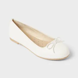 Kids&#x27; Diana Slip-On Ballet Flats - Cat &amp; Jack™ White 13: Memory Foam Insole, Closed Round Toe, Medium Width
