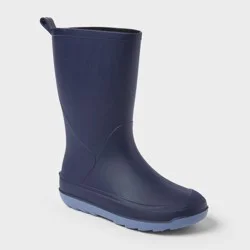 Kids' Andy Rain Boots - Cat & Jack™ Navy Blue 1: Waterproof, Pull-On, Flexible Sole