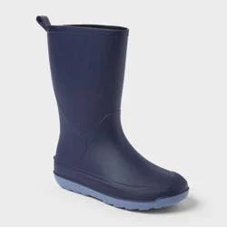Kids' Andy Rain Boots - Cat & Jack™ Navy Blue 2: Waterproof, Pull-On, Flexible Sole