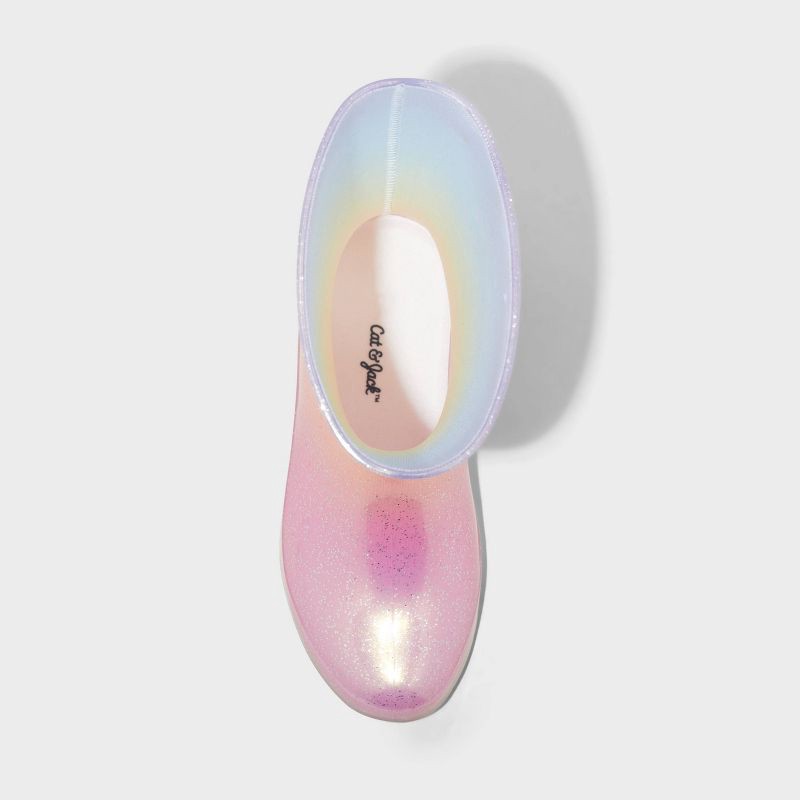slide 3 of 3, Kids' Cece Glitter Rain Boots - Cat & Jack™ 13: Ombre Design, Pull-On, Medium Width, Recycled Polyester Lining, 1 ct