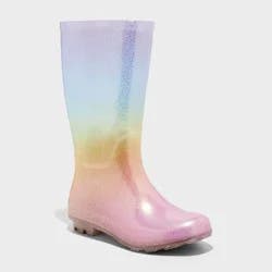 Kids' Cece Glitter Rain Boots - Cat & Jack™ 2: Ombre Design, Pull-On, Removable Sock Liner