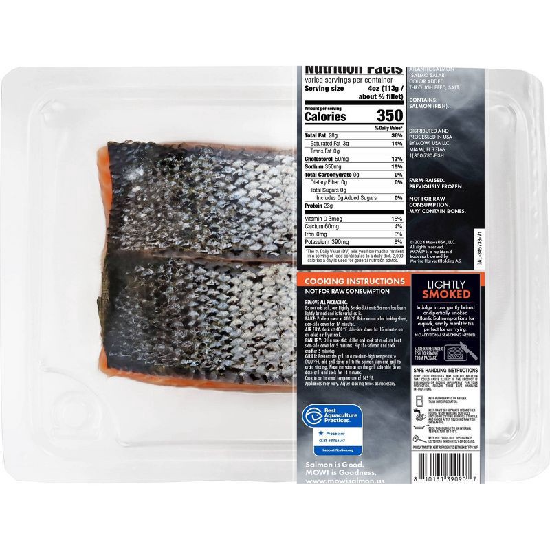 slide 5 of 5, MOWI Fresh Lightly Smoked Atlantic Salmon - 2pk/10oz, 2 ct; 10 oz