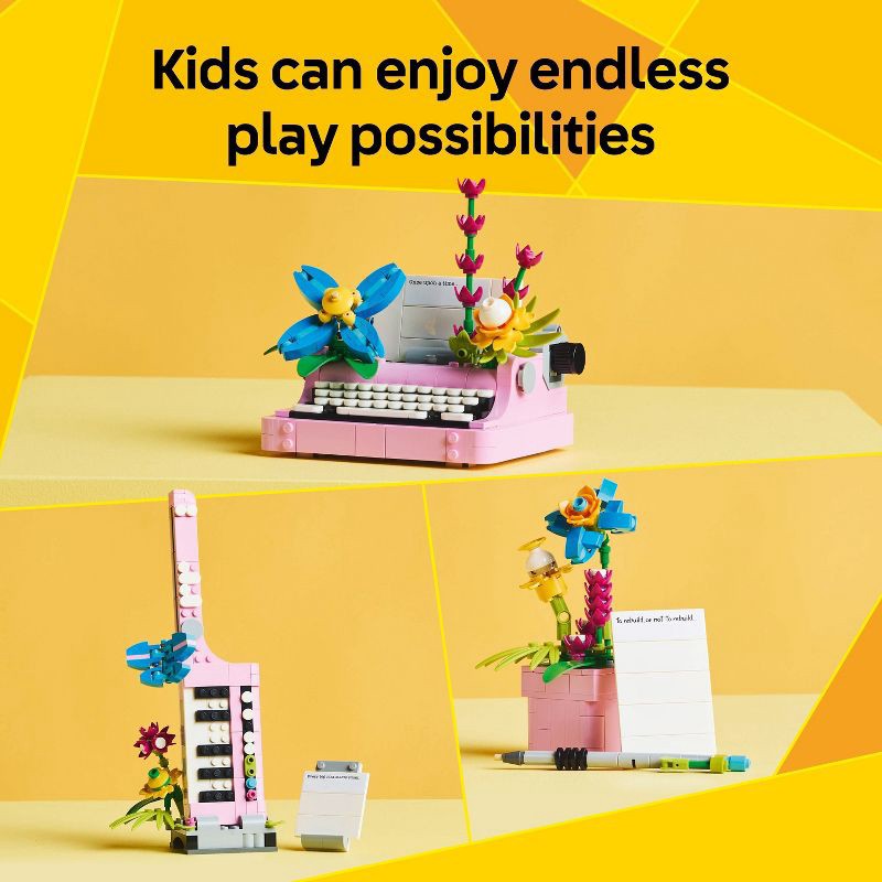 slide 3 of 7, LEGO Creator 3 in 1 Typewriter with Flowers Building Toy with 3 Options Flowerpot or Keytar 31169, 1 ct