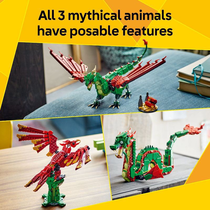 slide 4 of 6, LEGO Creator 3 in 1 Medieval Dragon Building Toy with 3 Options Sea Serpent or Phoenix 31161, 1 ct