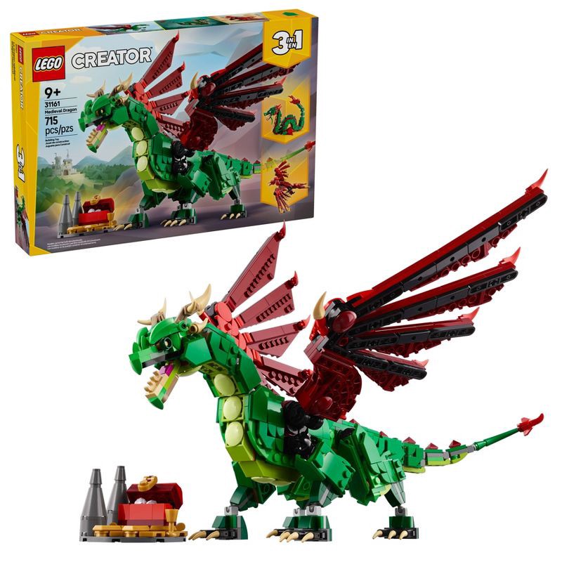 slide 1 of 6, LEGO Creator 3 in 1 Medieval Dragon Building Toy with 3 Options Sea Serpent or Phoenix 31161, 1 ct
