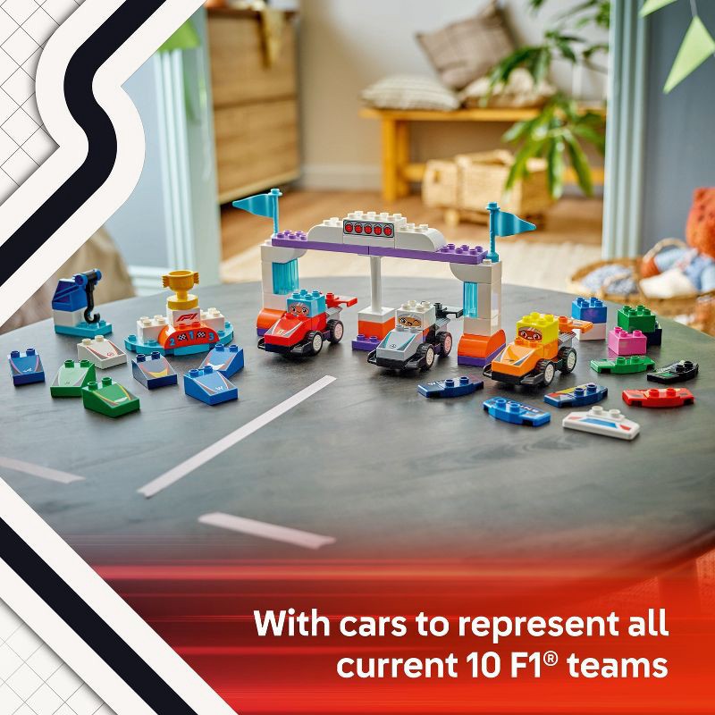 slide 5 of 6, LEGO DUPLO Town F1 Team Race Cars & Drivers Building Toy for Toddlers 10445, 1 ct