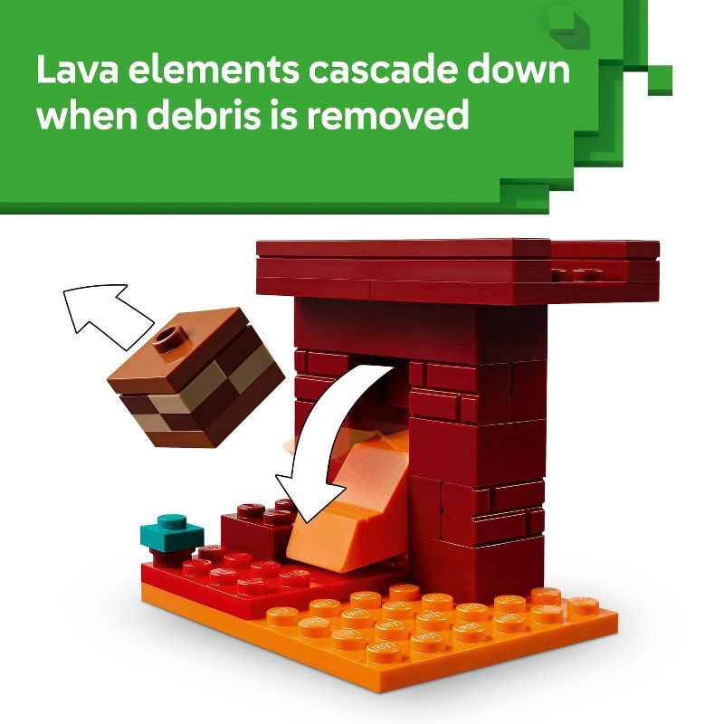 slide 3 of 6, LEGO Minecraft The Nether Lava Battle Toy Figures and Building Playset 21266, 1 ct