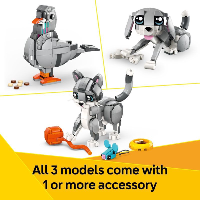 slide 4 of 6, LEGO Creator 3 in 1 Playful Cat Building Toy with 3 Building Options, Cat, Dog or Pigeon 31163, 1 ct