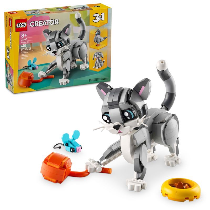 slide 1 of 6, LEGO Creator 3 in 1 Playful Cat Building Toy with 3 Building Options, Cat, Dog or Pigeon 31163, 1 ct