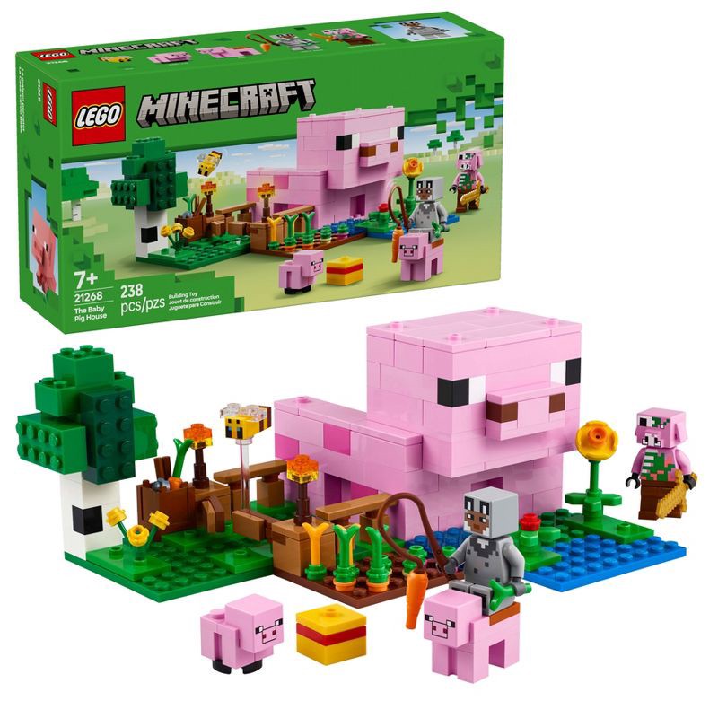 slide 1 of 6, LEGO Minecraft The Baby Pig House Toy Figures and Building Playset 21268, 1 ct