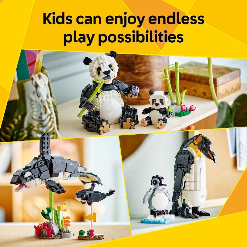 slide 3 of 6, LEGO Creator 3 in 1 Wild Animals Panda Family Building Toy with 3 Options Penguin or Orca, Christmas Gift Ideas for Kids' - 31165, 1 ct