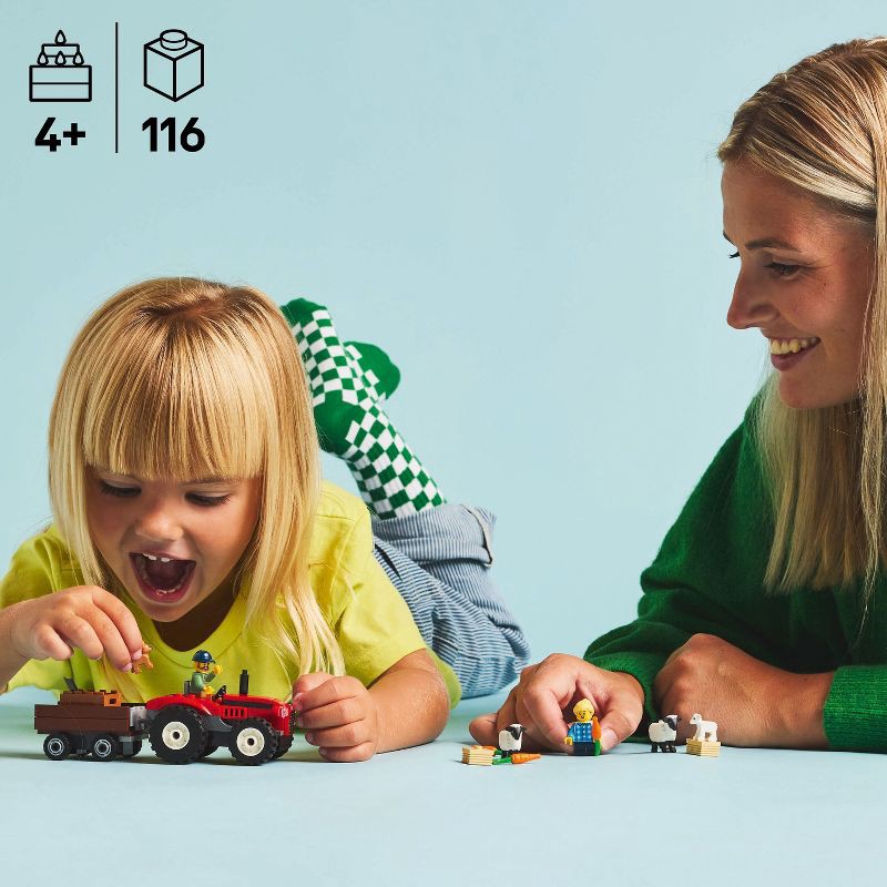 slide 2 of 6, LEGO City Red Farm Tractor with Trailer & Sheep Toddler Learning Building Toy 60461, 1 ct