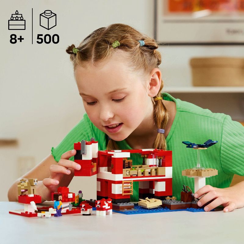 slide 2 of 6, LEGO Minecraft The Mooshroom House Toy Figures and Building Playset 21270, 1 ct
