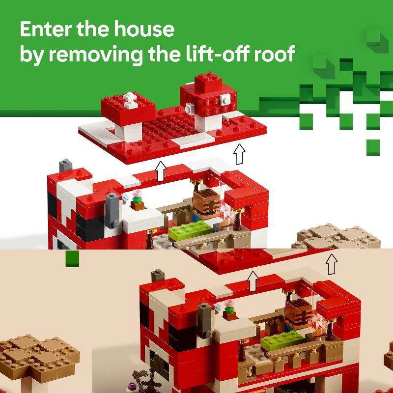 slide 3 of 6, LEGO Minecraft The Mooshroom House Toy Figures and Building Playset 21270, 1 ct