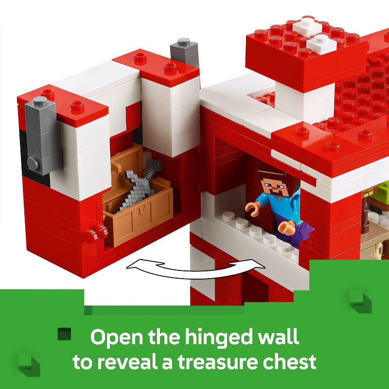 slide 4 of 6, LEGO Minecraft The Mooshroom House Toy Figures and Building Playset 21270, 1 ct
