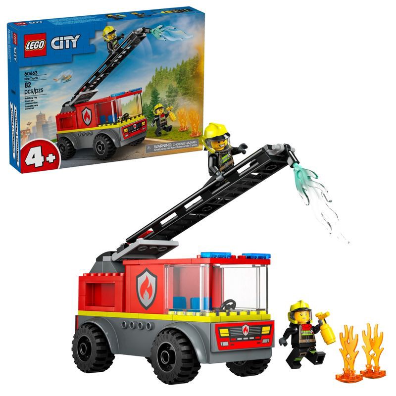 slide 1 of 6, LEGO City Fire Ladder Truck Toddler Building Toy with 2 Firefighter Minifigures 60463, 1 ct