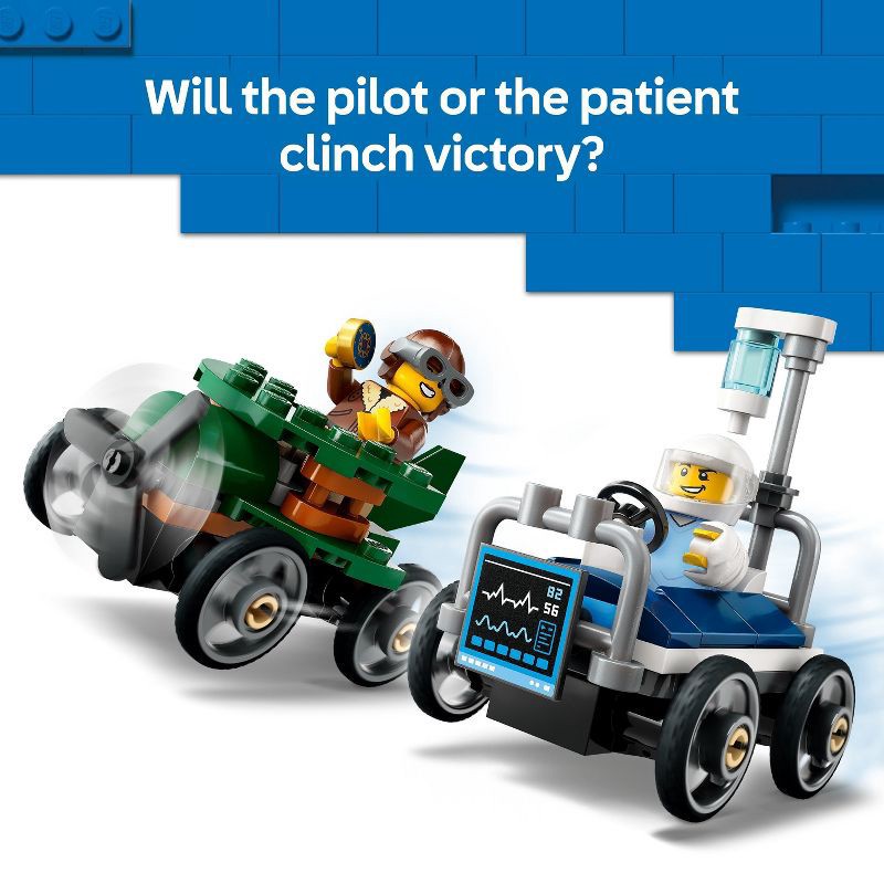 slide 4 of 7, LEGO City Airplane vs. Hospital Bed Race Car Pack Building Toy 60459, 1 ct