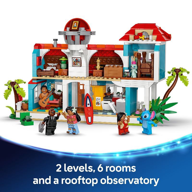 slide 3 of 6, LEGO Disney Lilo and Stitch Beach House Building Toy with 5 Minifigures 43268, 1 ct