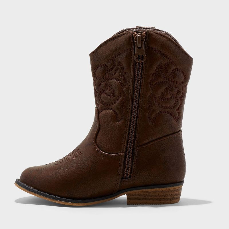 slide 2 of 4, Toddler Girls' Memphis Western Boots - Cat & Jack™ Cognac 5T: Mid Calf, Zipper Closure, Textured Outsole, 1 ct