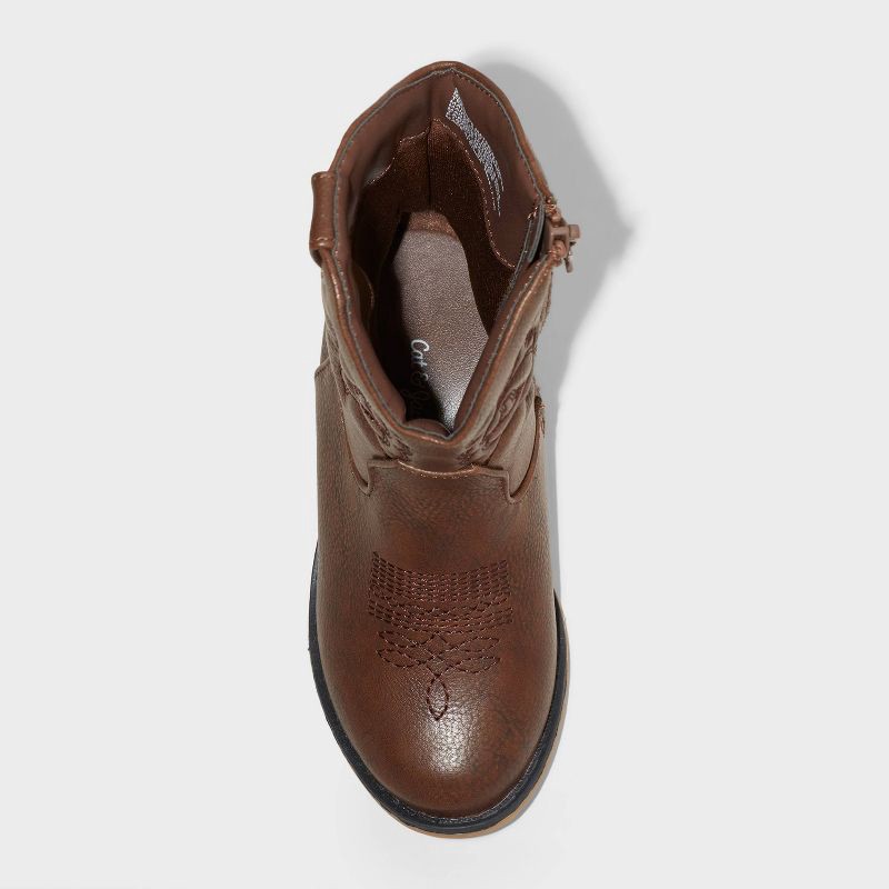 slide 3 of 4, Toddler Girls' Memphis Western Boots - Cat & Jack™ Cognac 5T: Mid Calf, Zipper Closure, Textured Outsole, 1 ct