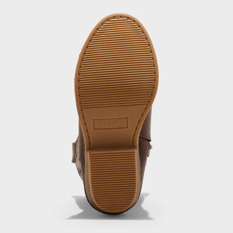 slide 4 of 4, Toddler Girls' Memphis Western Boots - Cat & Jack™ Cognac 12T: Mid Calf, Zipper Closure, Textured Outsole, 1 ct