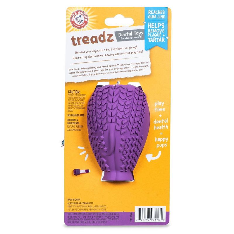 slide 2 of 5, Arm & Hammer 3.34" Treadz Large Elephant Dog Rope Plush Toy - Purple, 1 ct