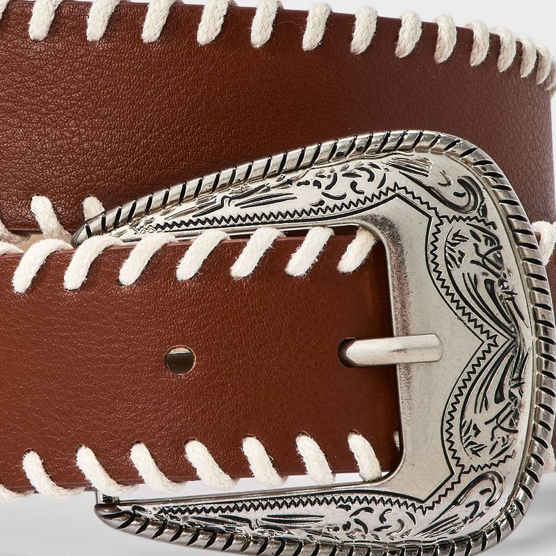 slide 3 of 3, Western Belt - Wild Fable™ Brown L: Adjustable Strap, Buckle Closure, Solid Pattern, 1 ct